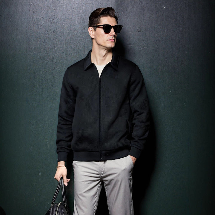 Herren sportliche Jacke mit strukturiertem Design und modernem Kragen Echoarchiv