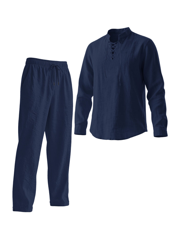 Herren Elegantes Freizeit-Set mit atmungsaktivem Oberteil und bequemen Hosen Echoarchiv