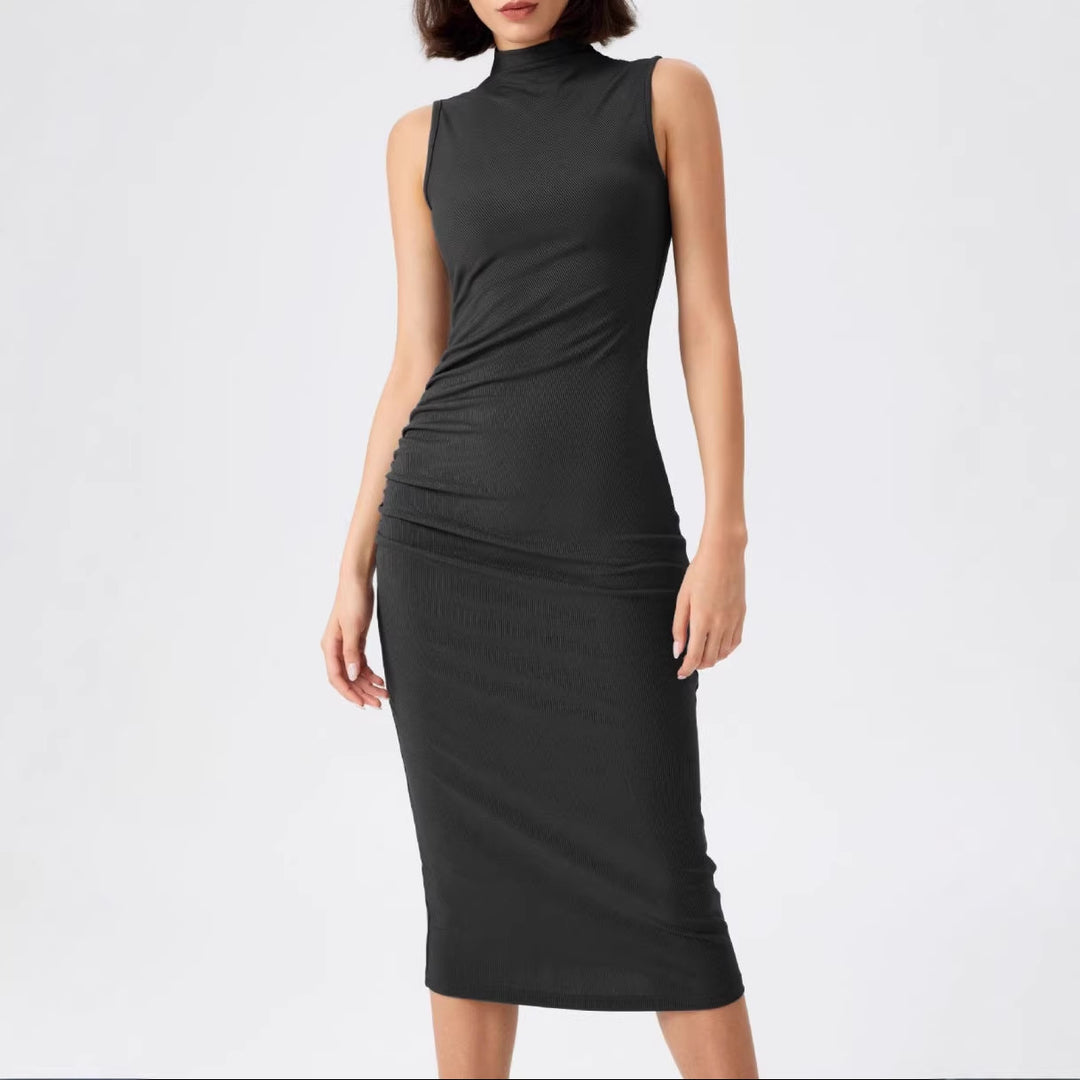 Damen elegantes Midi-Kleid mit figurbetontem Schnitt und hohem Kragen Echo Archiv