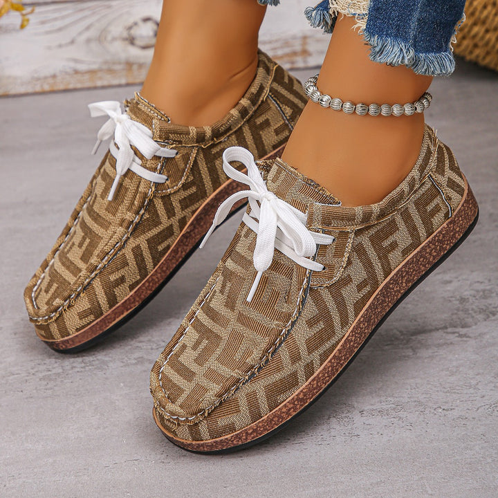 Damen Ethno‑Mokassin‑Sneaker mit bunter Stickerei und Kork‑Optik Echo Archiv