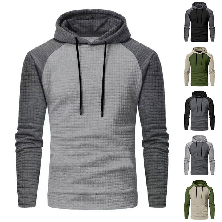 Herren Texturiertes Kapuzen‑Sweatshirt mit Waffelstruktur und Raglanärmeln – Cavarno