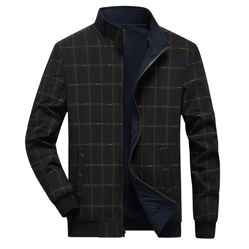 Herren Übergangsjacke mit Stehkragen, wasserabweisender Außenlage und kariertem Innenfutter Echo Archiv