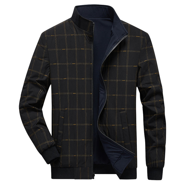 Herren Übergangsjacke mit Stehkragen, wasserabweisender Außenlage und kariertem Innenfutter Echo Archiv