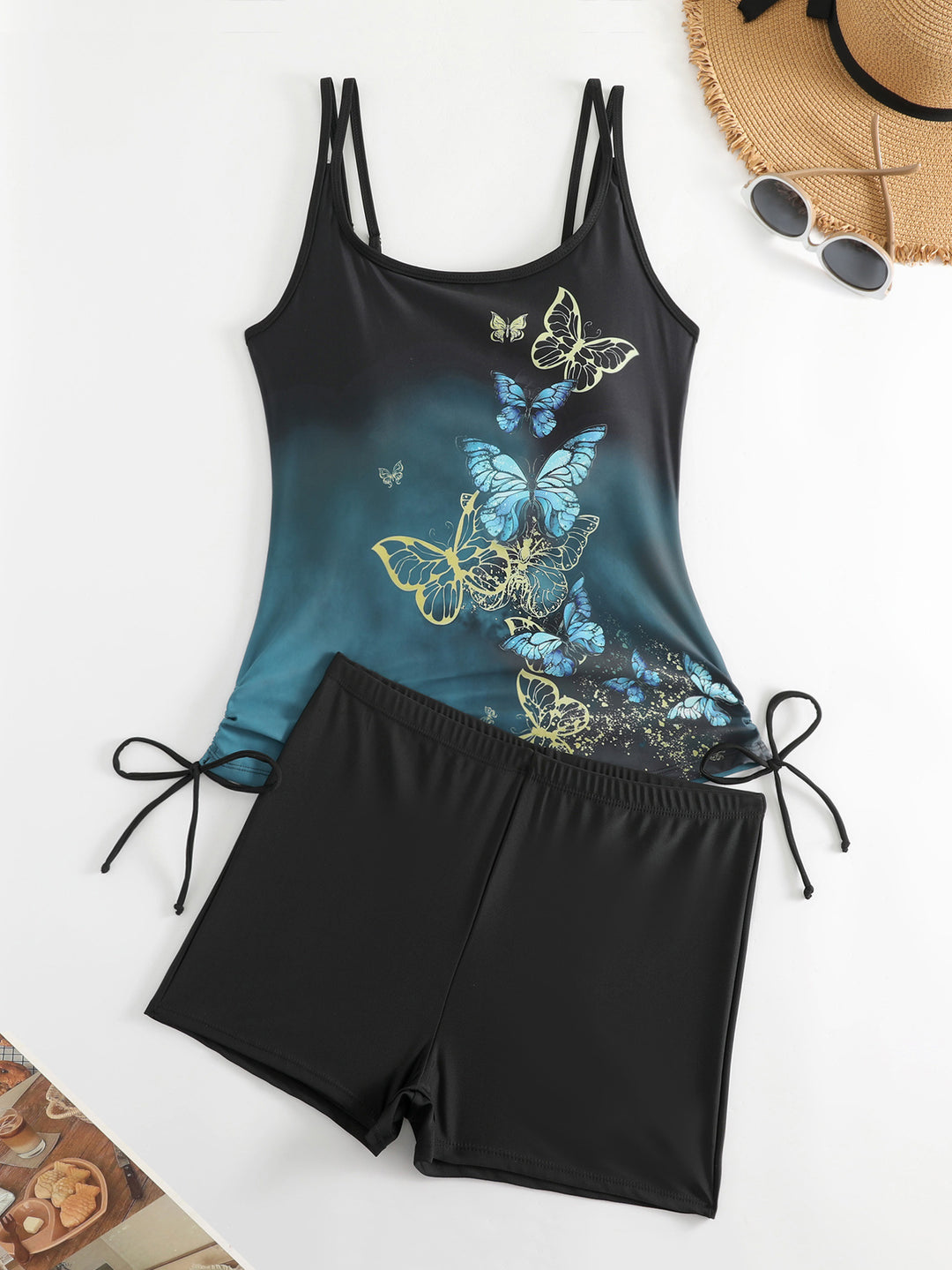 Damen Tankini mit Schmetterlingsmotiv und Badeshorts Echo Archiv