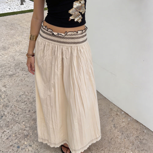 Damen Midirock mit Smokbund hoher Taille und ausgestellter A‑Linie – Rosévia