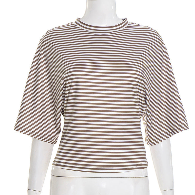 Damen modernes Kurzarm-Top mit lässigem Streifenmuster und elegantem Schnitt Echo Archiv
