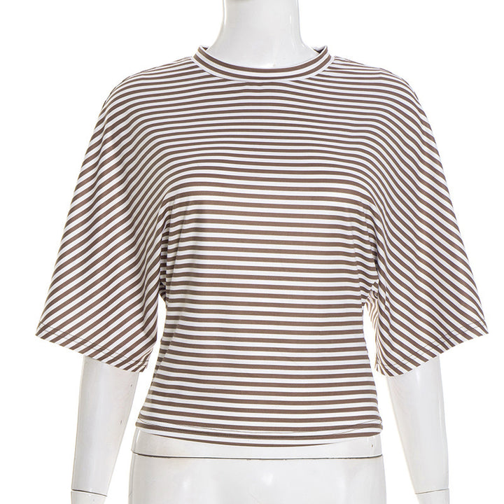 Damen modernes Kurzarm-Top mit lässigem Streifenmuster und elegantem Schnitt Echo Archiv
