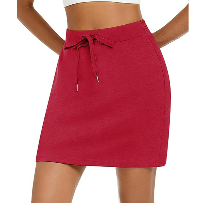 Damen Sportlicher Minirock mit Verstellbarem Kordelzug und Seitlichen Taschen Echoarchiv