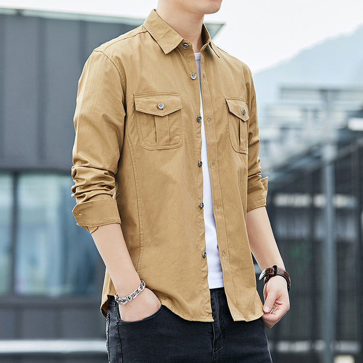 Herren Leichtes Military-inspiriertes Overshirt mit Epauletten und Brustpattentaschen Echoarchiv
