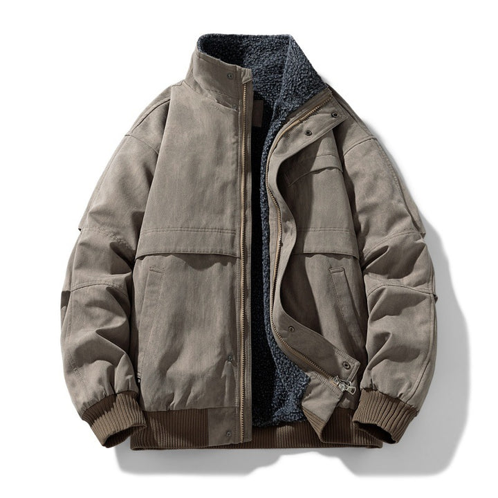 Herren gepolsterte Winterjacke mit Teddy-Futter, winddichte Außenschicht und vom Bomber inspirierten Schnitt – Marzano