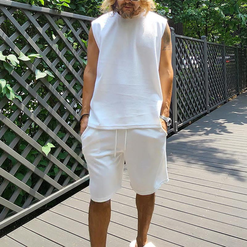 Herren lässiges Kurzarm Sweatshirt und Shorts Set Echoarchiv