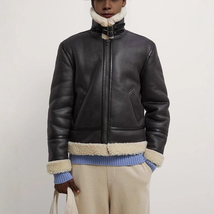 Herren Gefütterte Fliegerjacke im Aviator‑Stil mit Teddyfutter Echo Archiv