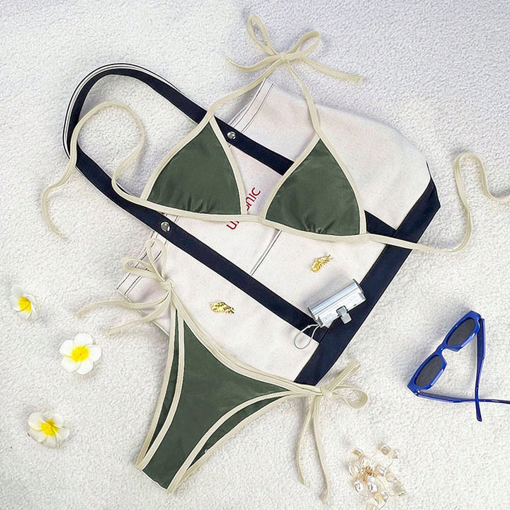 Damen Triangel-Bikini mit verspieltem Schnürdesign Echo Archiv