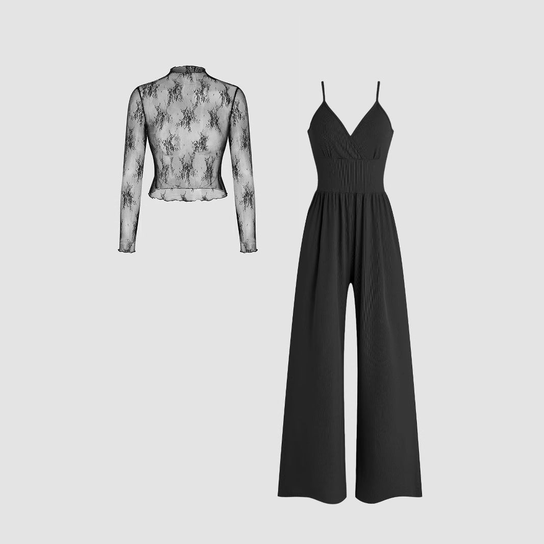 Damen elegantes und figurbetontes Jumpsuit-Set Echoarchiv