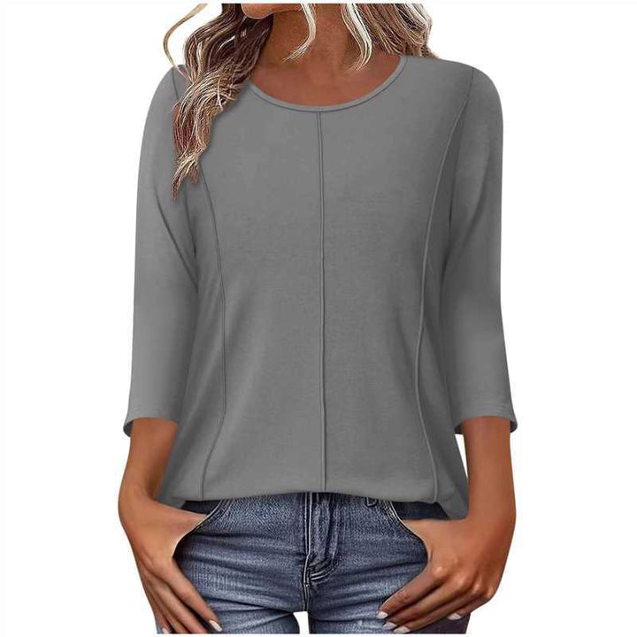Damen lässiges Shirt mit dreiviertelärmeln und dekorativer Mittelnaht – Avérine