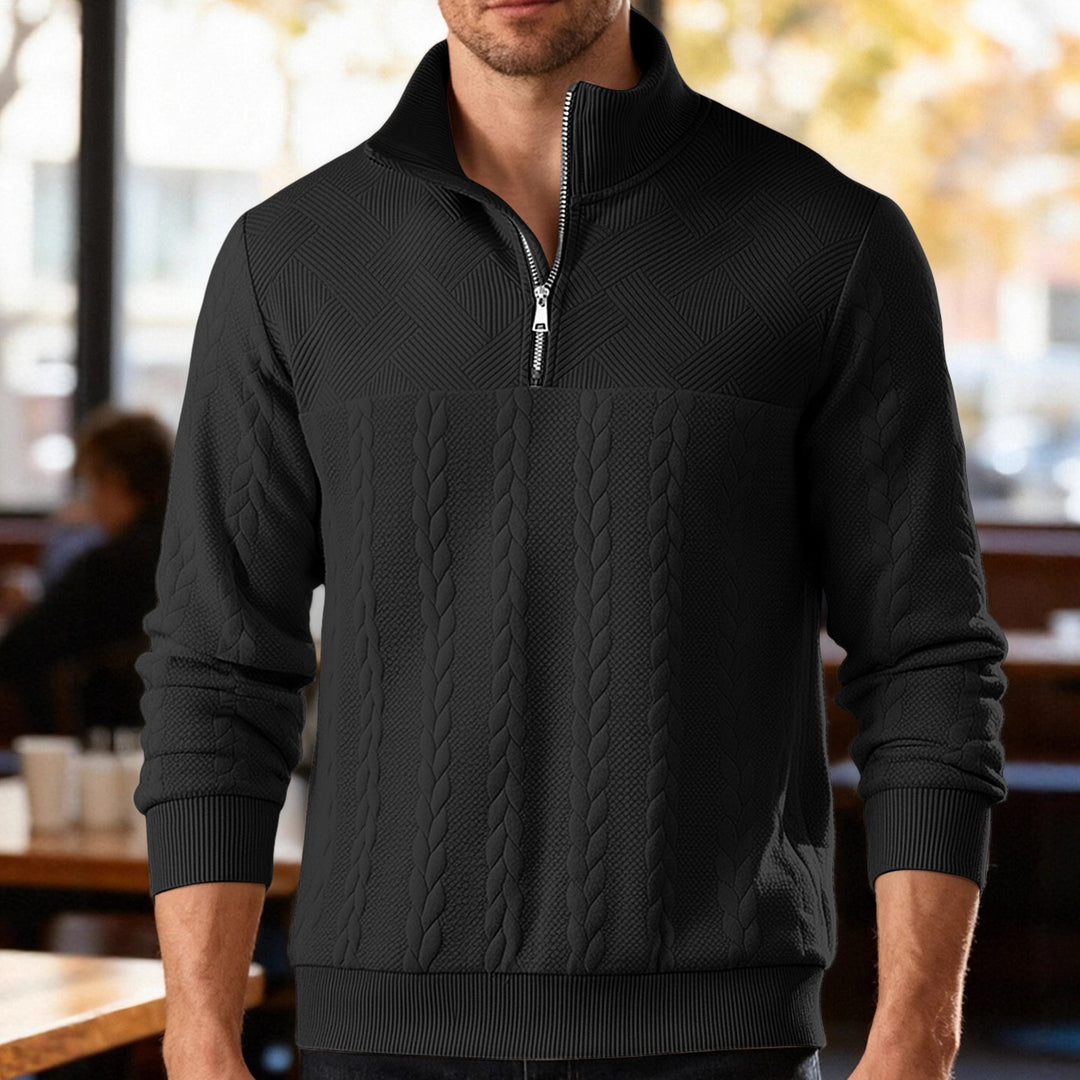Herren Hoher Kragen Strickpullover mit Reißverschluss Echoarchiv