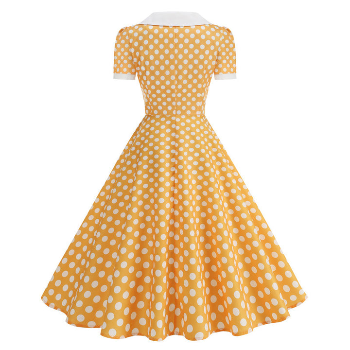 Damen Retro Maxikleid mit Kragen und Punkten Echo Archiv