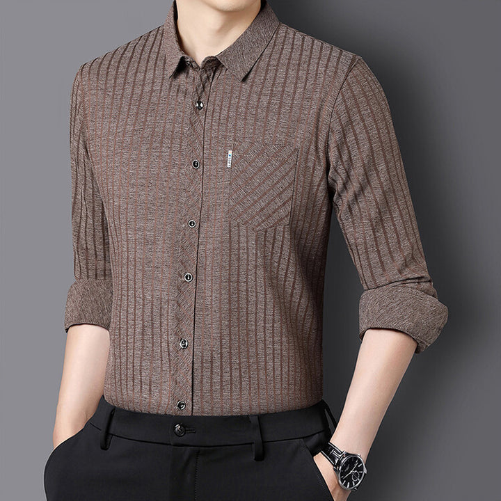 Herren stilvolles Slim-Fit Langarmhemd mit strukturiertem Design Echoarchiv