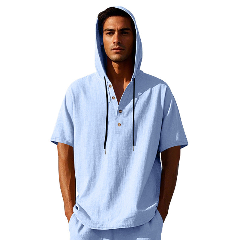 Herren lässiges Kapuzenshirt mit Knopfleiste Echoarchiv