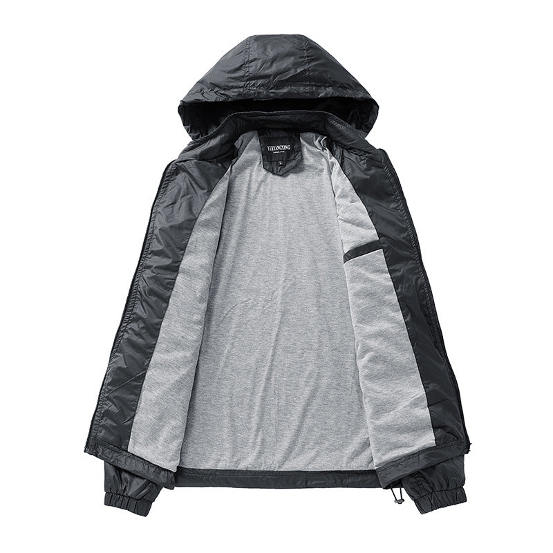 Herren Leichte wasserabweisende kompakt verstaubare Windjacke mit Kapuze Echoarchiv