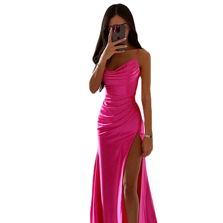 Damen Elegantes Abendkleid mit Raffungen und hohem Split Echoarchiv