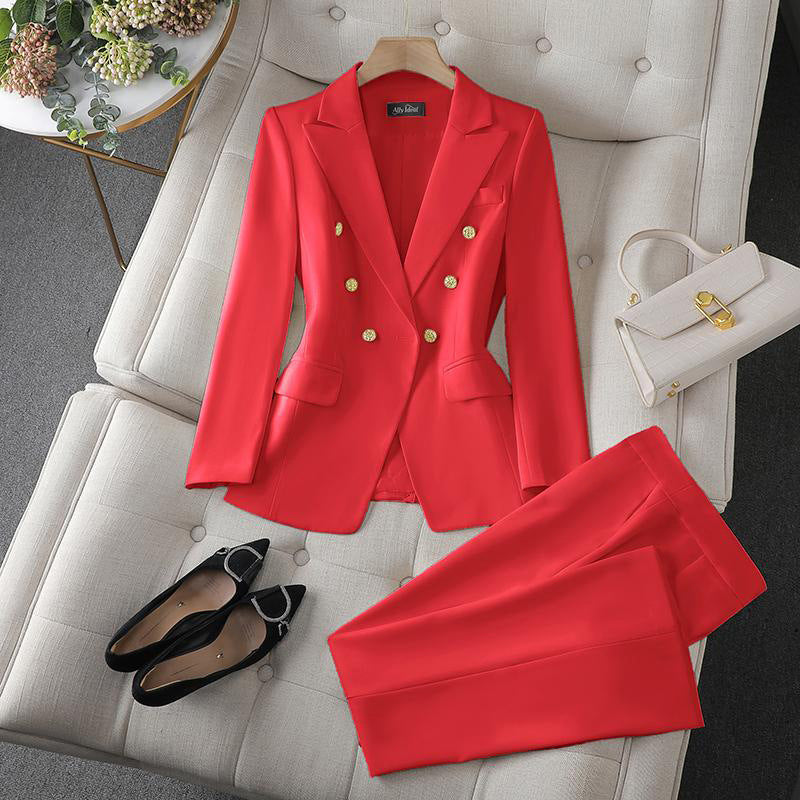 Damen Elegantes Doppelreihiges Blazer-Set Echo Archiv