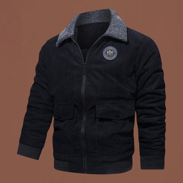 Herren nan gesteppte Cordjacke mit Teddykragen, verdecktem Reißverschluss und aufgesetzten Klappentaschen Echo Archiv