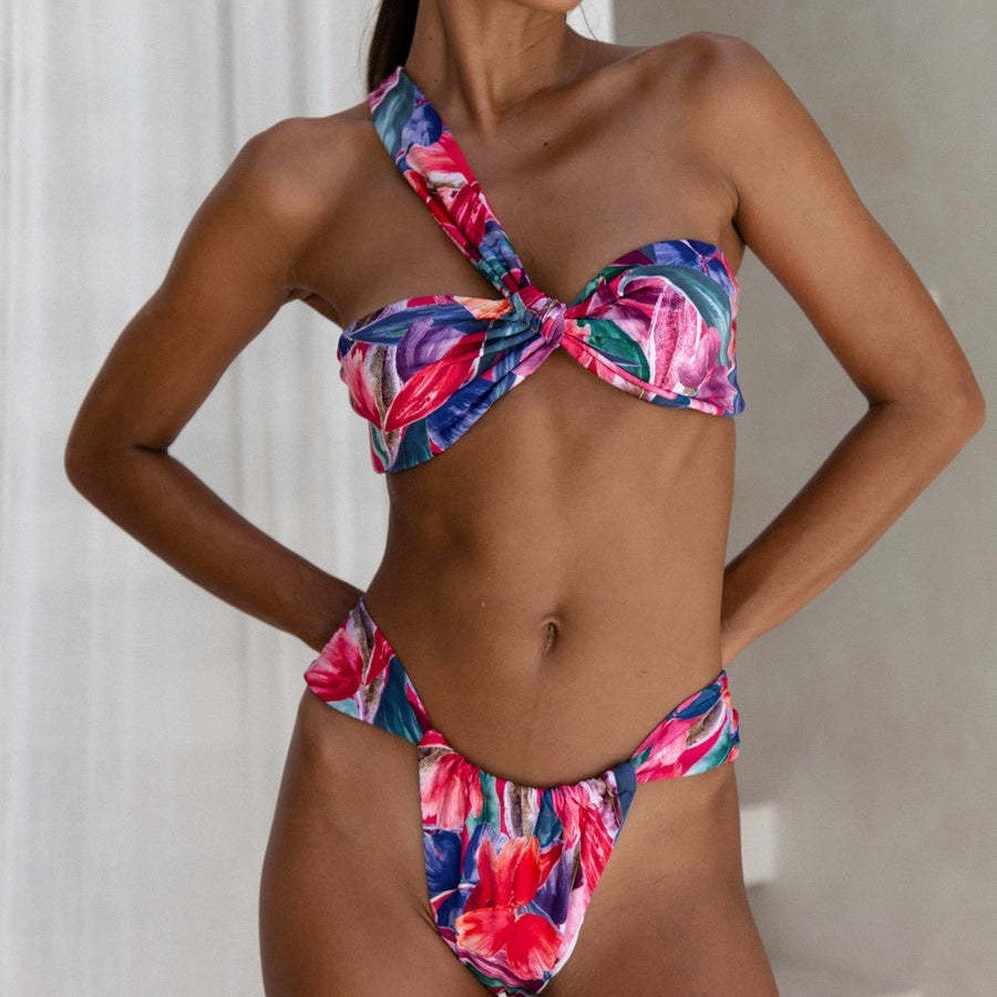 Damen Floral Bikini-Set mit asymmetrischem Oberteil Echo Archiv