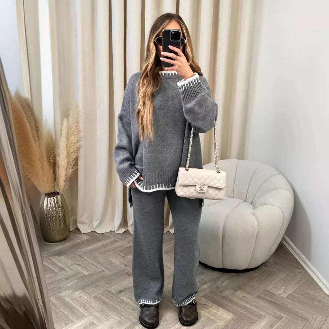 Damen nan lässiger Strick-Hausanzug mit Oversize-Pullover und weiter Strickhose Echo Archiv
