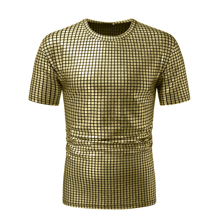 Herren modisches Kurzarm T-Shirt im schimmernden Quadratdesign Echoarchiv