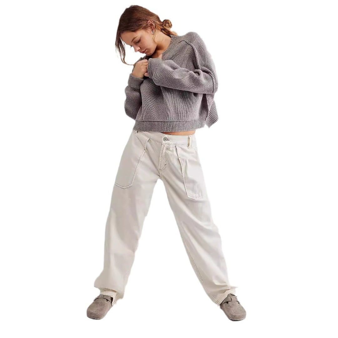 Damen nan weite High-Waist Baggy-Jeans mit tiefem Schritt, Five-Pocket Design und extra-langen Beinen Echo Archiv