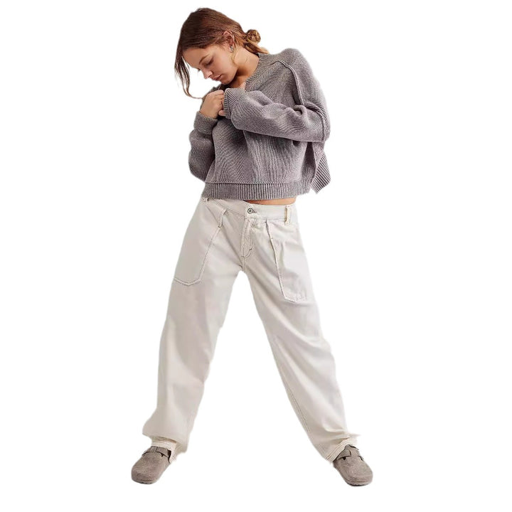 Damen nan weite High-Waist Baggy-Jeans mit tiefem Schritt, Five-Pocket Design und extra-langen Beinen Echo Archiv