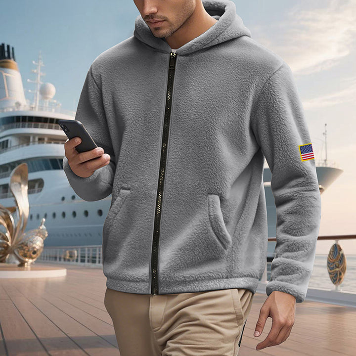 Herren Fleecejacke mit durchgehendem Reißverschluss und praktischen Taschen Echoarchiv