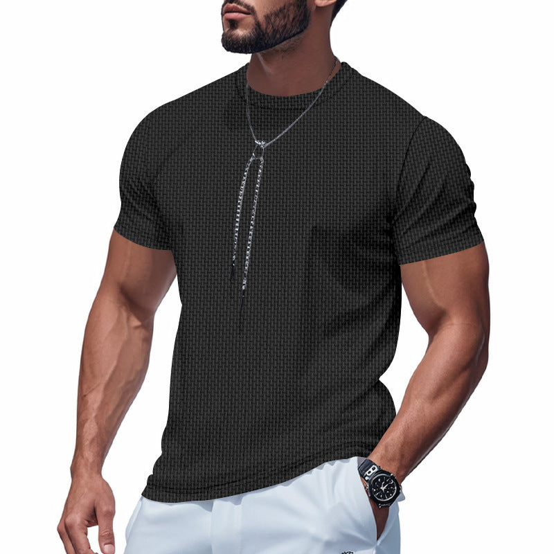 Herren Kurzarm T-Shirt mit strukturiertem Design und atmungsaktiver Baumwolle – Marzano