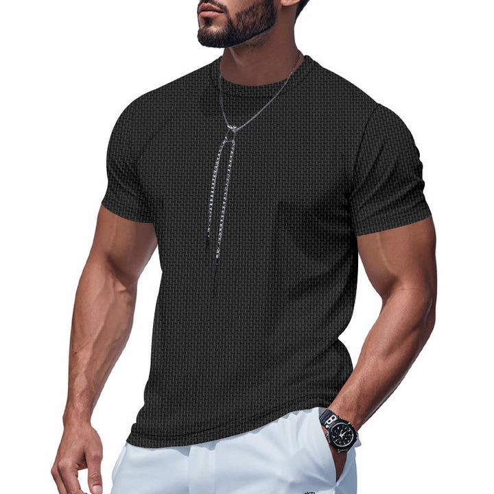 Herren Kurzarm T-Shirt mit strukturiertem Design und atmungsaktiver Baumwolle – Marzano