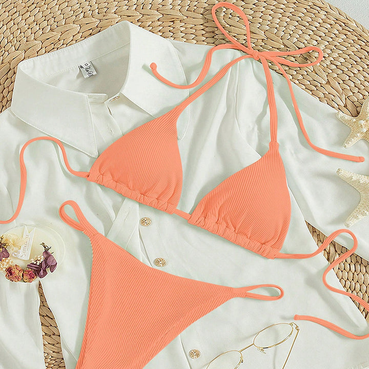 Damen Triangel-Bikini mit verstellbaren Bändern und rippierter Textur Echo Archiv