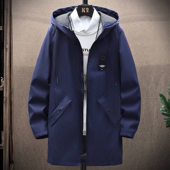 Herren nan urbaner Midlength Tech-Parka mit Kapuze, verdecktem Reißverschluss und winddichter Beschichtung Echo Archiv