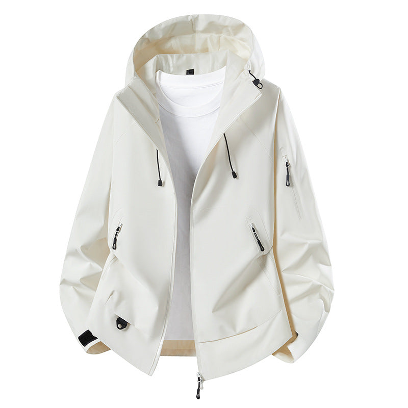 Herren Minimalistischer Softshell-Anorak mit verstellbarer Kapuze & verschweißten Zip-Taschen Echoarchiv
