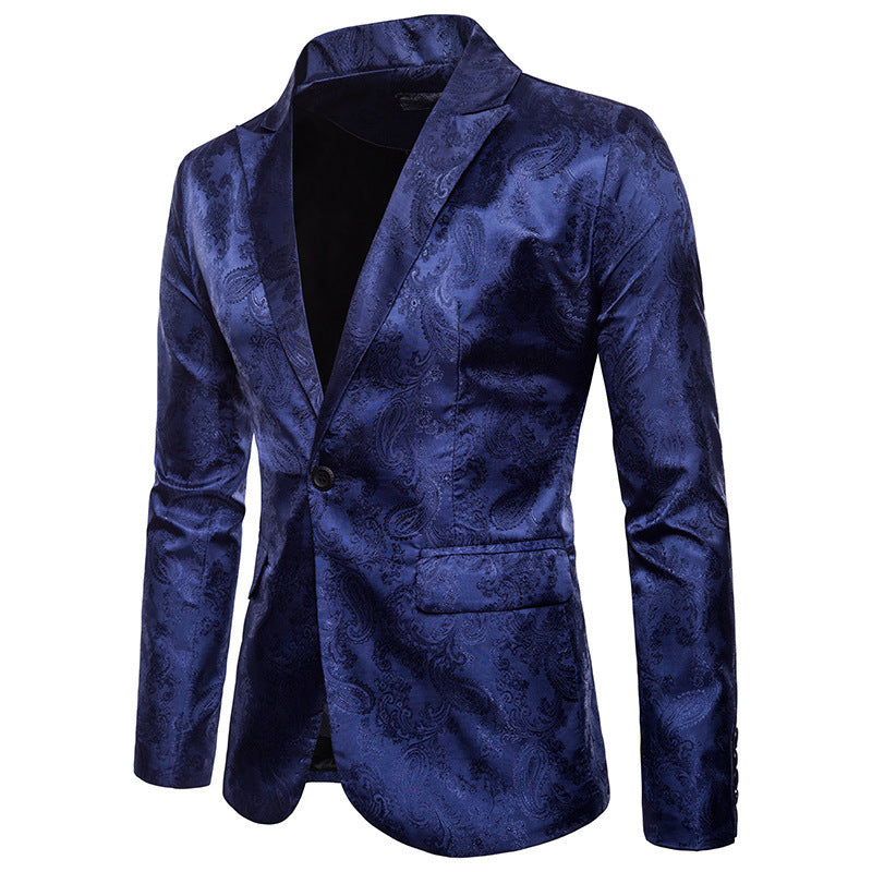 Herren eleganter Jacquard Blazer mit floralem Muster und schimmerndem Finish Echoarchiv