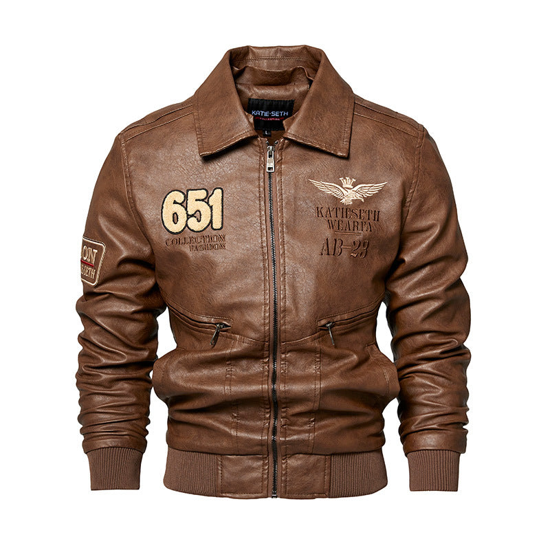 Herren Robuste Lederjacke mit abnehmbarem Teddykragen Echo Archiv