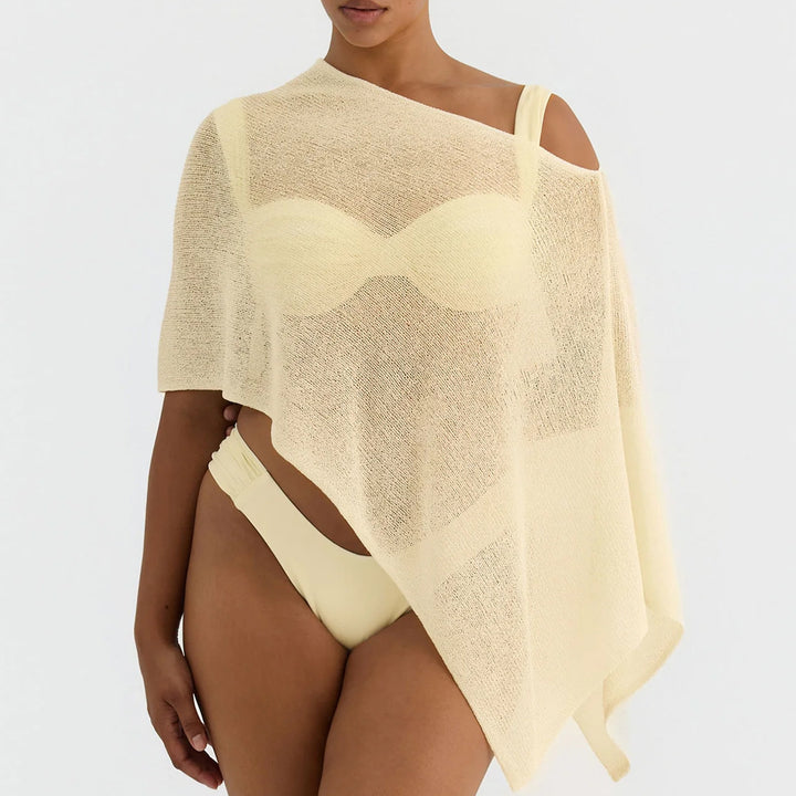 Damen transparenter Strandüberwurf mit asymmetrischem Schnitt und elegantem Design Echo Archiv
