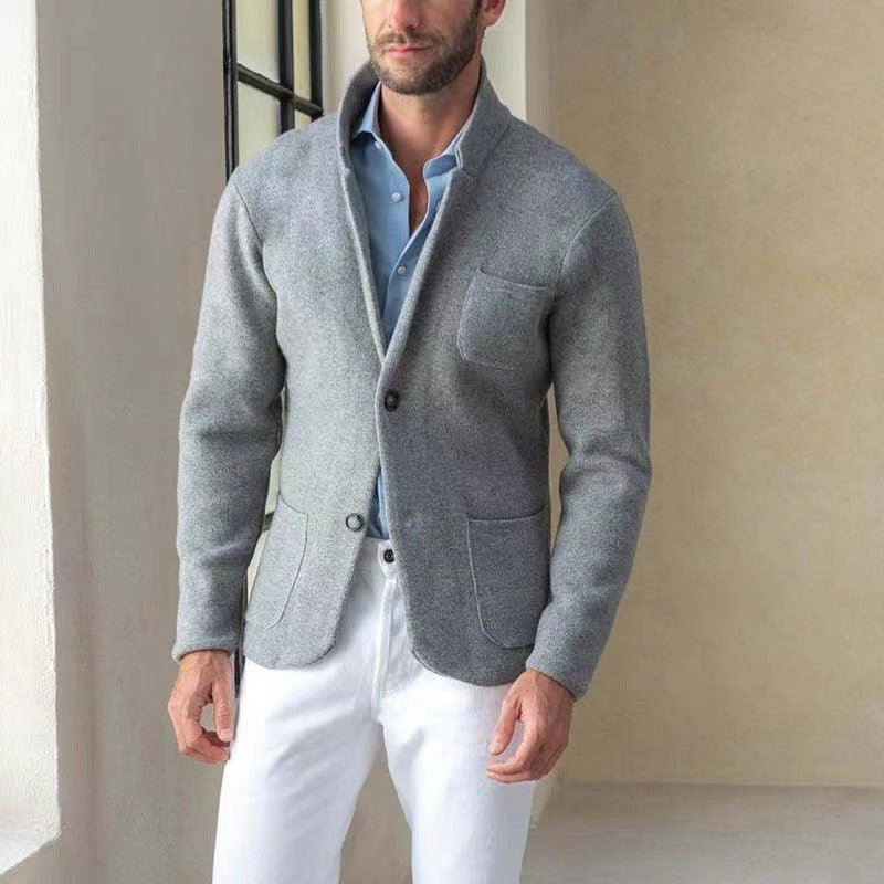 Herren Strickblazer mit eleganter Optik und praktischen Taschen Echoarchiv
