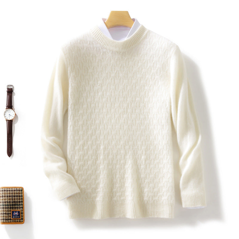 Damen Strukturierter Mockneck-Pullover im Kaschmir‑Look mit geometrischer Wabenstruktur Echoarchiv