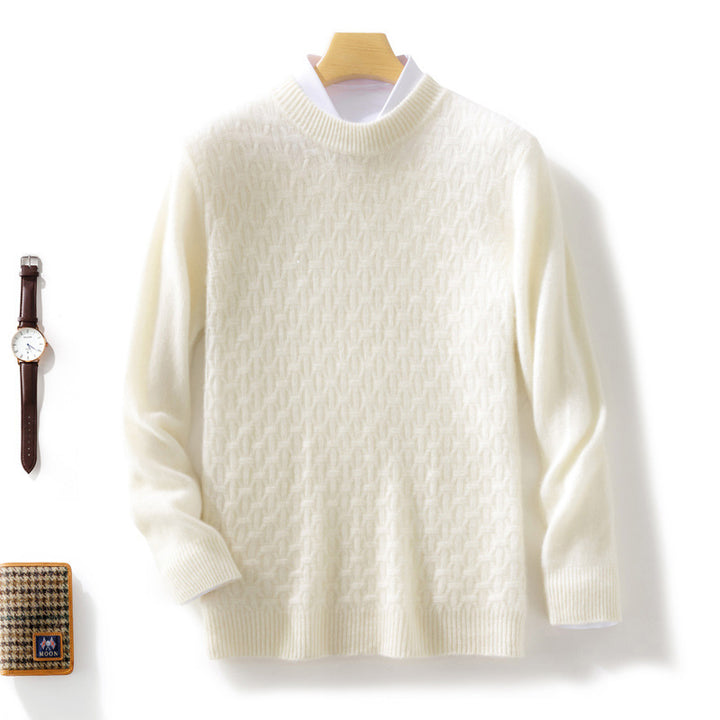Damen Strukturierter Mockneck-Pullover im Kaschmir‑Look mit geometrischer Wabenstruktur Echoarchiv