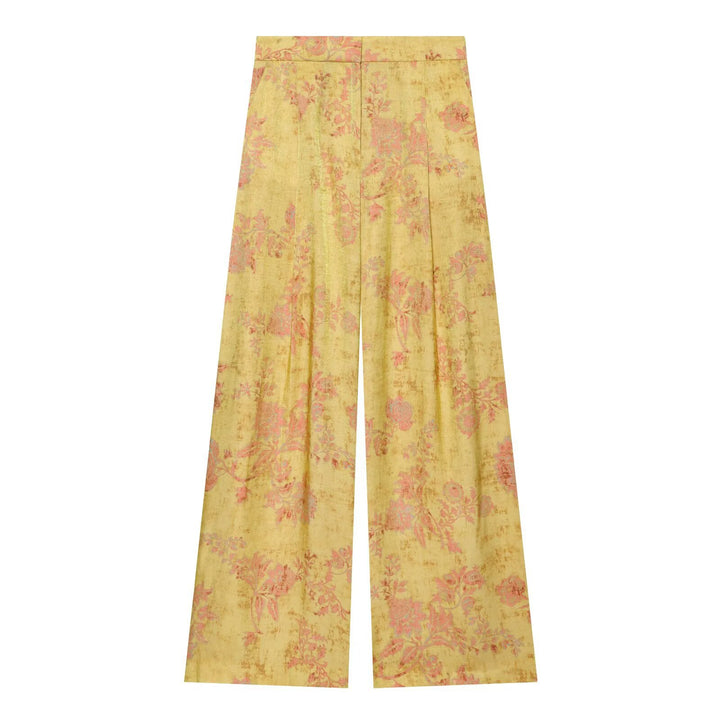 Damen Hochtaillierte Palazzo-Hose mit floralem Jacquardmuster Echo Archiv