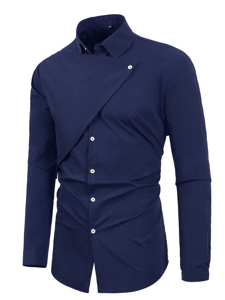 Herren Elegantes Kurzarmhemd mit asymmetrischem Design Echoarchiv