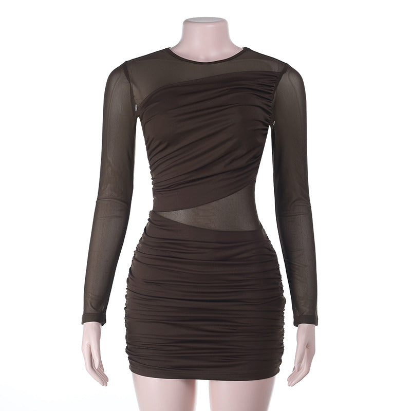Damen figurbetontes Minikleid mit Raffung und transparenten Einsätzen Echo Archiv