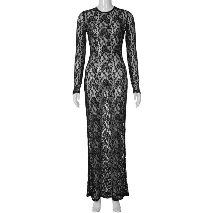 Damen Spitzenabendkleid mit elegantem Rückenausschnitt und langem Arm Echo Archiv