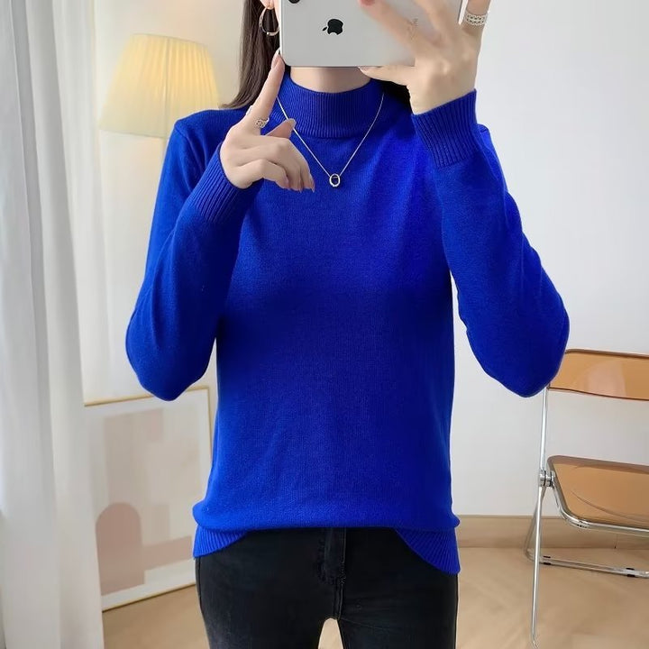 Damen Feiner Langarm-Feinstrickpullover mit schmalem Stehkragen und gerippten Bündchen Echoarchiv