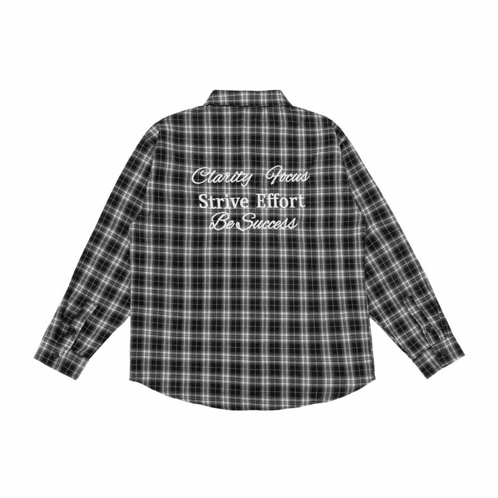 Unisex Kastenförmige Flanell-Hemdjacke mit gerundetem Saum und gesticktem Brustlogo Echoarchiv